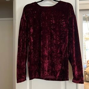 Beautiful wine-red crushed velvet top.  As comfy as it is pretty!